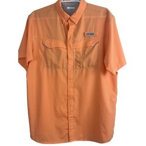 00699 Columbia PFG Men's Orange Short Sleeve Omni Shade Fishing Shirt Size XL/TG